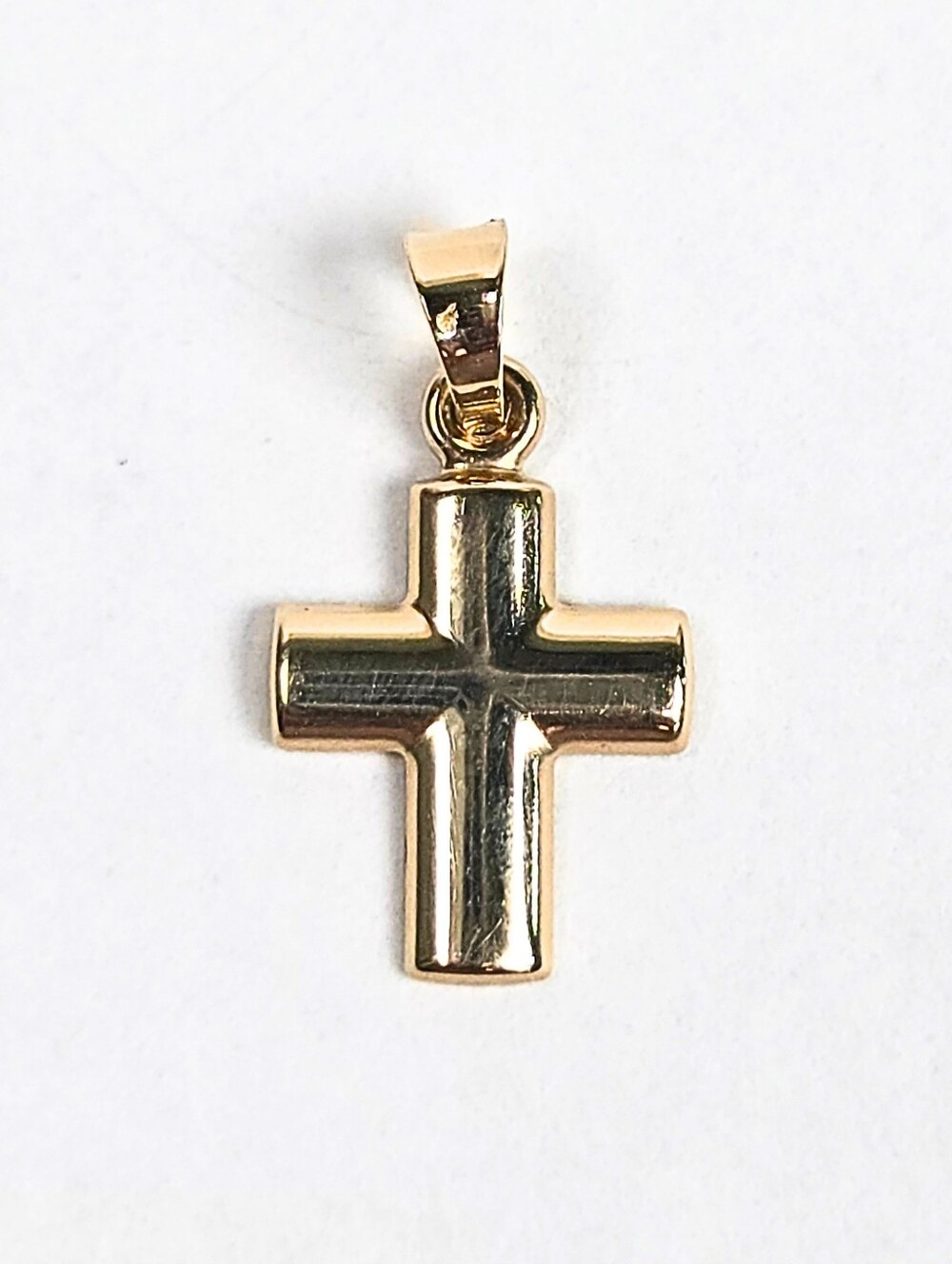 10K Gold Plain Cross Pendant Charm Crucifix Religious Polished Minimalist 15mm